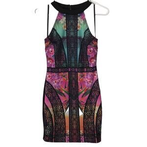 Material Girl Tropical Print Fitted Dress, Size S